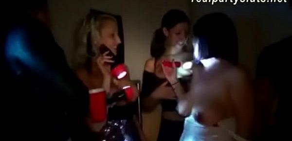  Bunch of pretty sluts drinking and had group sex in a wild party